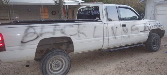 Scott Lattin, a disabled veteran, told Whitney police on Sept. 8 someone tagged his truck with 