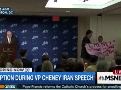 Former Vice President Dick Cheney was heckled by a 'Code Pink' protester while giving a speech regarding the Iranian Nuclear agreement.