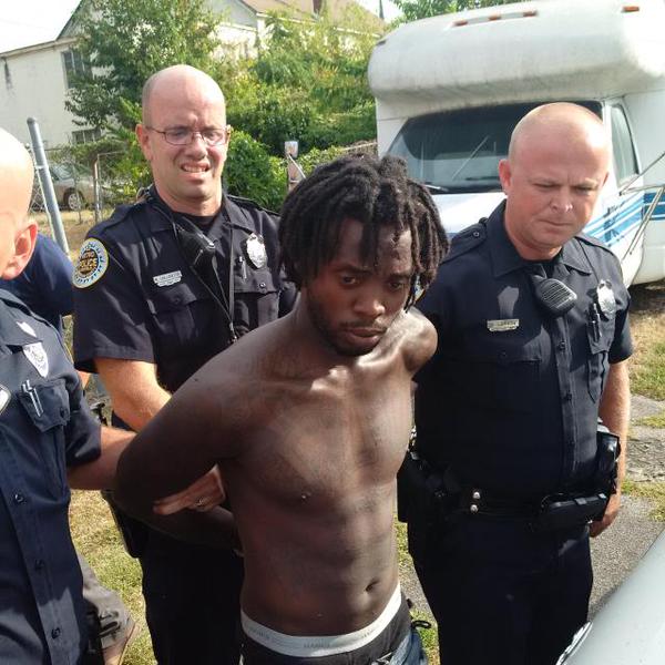 Escaped murder suspect Brian T. Williams was apprehended a short time ago hiding behind Greater First Street Missionary Baptist Church in the 1200 block of 9th Avenue North.