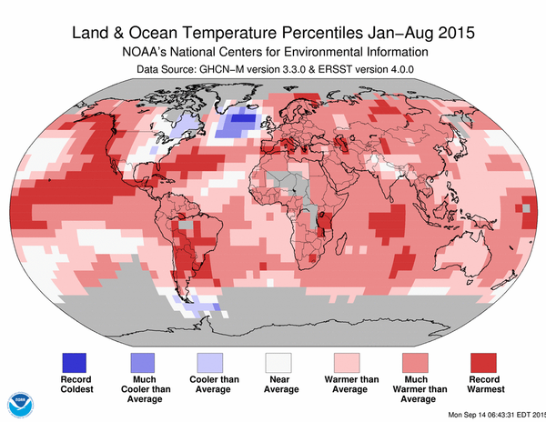The summer of 2015 was Earth's hottest on record, since record-keeping began in 1880.