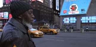 During his 44 years he has been given only the tiniest view of the real-world, so imagine his shock when he walked into New York's Time Square and saw that all the walls were giant moving screens.